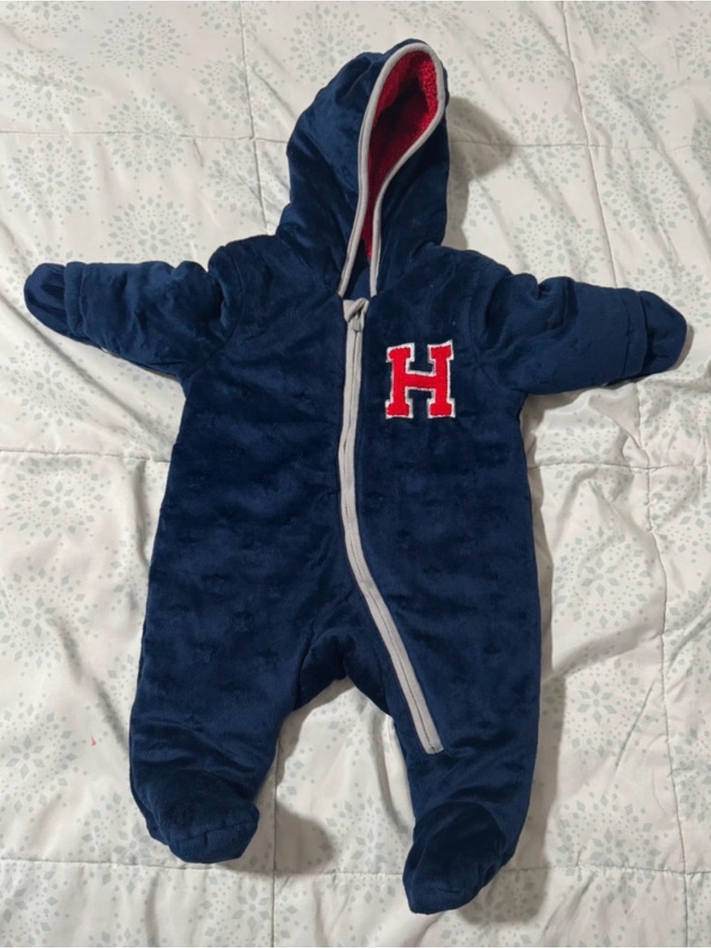 Tommy Hilfiger Navy Baby Hoodie with Red Lined Hood